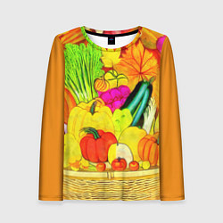 Лонгслив женский Плетеная корзина, полная фруктов и овощей, цвет: 3D-принт