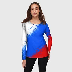 Лонгслив женский Флаг России - триколор, цвет: 3D-принт — фото 2
