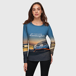 Лонгслив женский Lamborghini Huracan STO - car racing, цвет: 3D-принт — фото 2