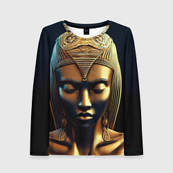 Лонгслив женский Нейросеть - золотая статуя египетской царицы, цвет: 3D-принт