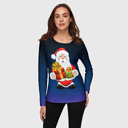Лонгслив женский Санта Клаус с двумя подарками, цвет: 3D-принт — фото 2