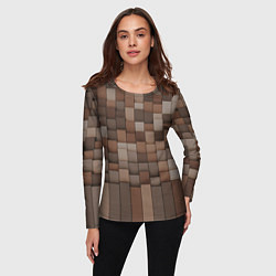 Лонгслив женский Геометрические тёмные прямоугольники и кубы, цвет: 3D-принт — фото 2