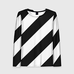 Лонгслив женский Черно-белые полосы, цвет: 3D-принт