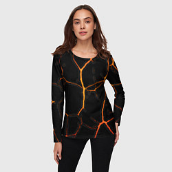 Лонгслив женский Оранжевые трещины, цвет: 3D-принт — фото 2