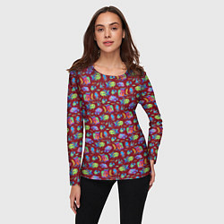 Лонгслив женский Тропические рыбки на бордовом, цвет: 3D-принт — фото 2