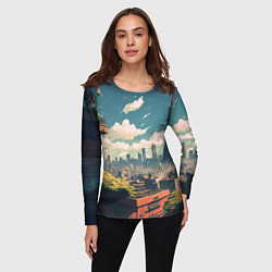 Лонгслив женский Вид на Токио будущего, цвет: 3D-принт — фото 2