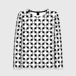 Лонгслив женский Геометрический черно-белый узор, цвет: 3D-принт