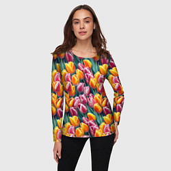 Лонгслив женский Роскошные тюльпаны, цвет: 3D-принт — фото 2