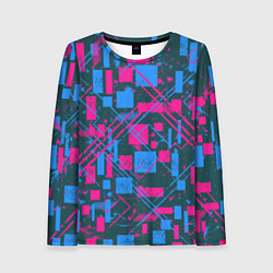 Лонгслив женский Геометрическая абстракция из квадратов и прямоугол, цвет: 3D-принт
