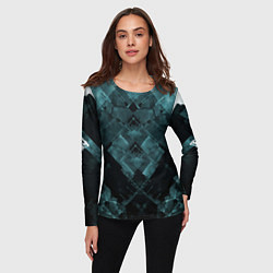 Лонгслив женский Голубые и чёрные полоски, цвет: 3D-принт — фото 2