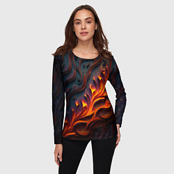 Лонгслив женский Огненный орнамент с языками пламени, цвет: 3D-принт — фото 2