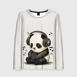 Лонгслив женский Милая панда в наушниках, цвет: 3D-принт
