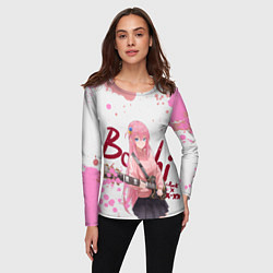 Лонгслив женский Красотка Хитори Гото - Одинокий рокер, цвет: 3D-принт — фото 2