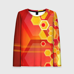 Лонгслив женский Текстура соты оранжевый, цвет: 3D-принт