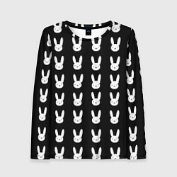 Лонгслив женский Bunny pattern black, цвет: 3D-принт
