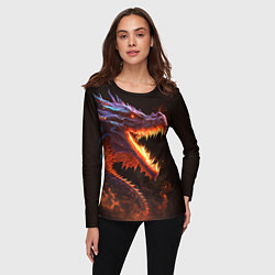 Лонгслив женский Огненный дракон, цвет: 3D-принт — фото 2