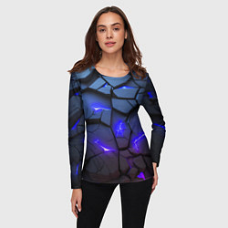 Лонгслив женский Светящаяся синяя лава, цвет: 3D-принт — фото 2