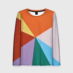 Лонгслив женский Разноцветные пересекающиеся треугольники, цвет: 3D-принт