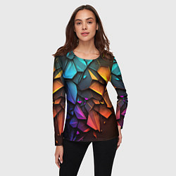 Лонгслив женский Неоновая абстрактная чешуя дракона, цвет: 3D-принт — фото 2