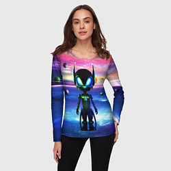 Лонгслив женский Детёныш пришельца - нейросеть - неон, цвет: 3D-принт — фото 2
