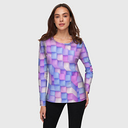 Лонгслив женский Абстрактный кубический паттерн, цвет: 3D-принт — фото 2