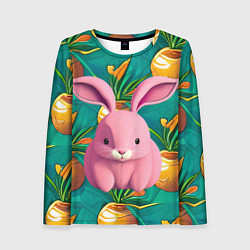Лонгслив женский Pink rabbit, цвет: 3D-принт