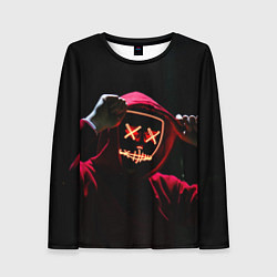 Лонгслив женский Красно-оранжевый неоновый анонимус, цвет: 3D-принт