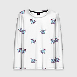 Лонгслив женский Бумажные самолетики, цвет: 3D-принт