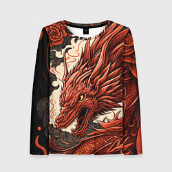 Женский лонгслив Японский краcный дракон
