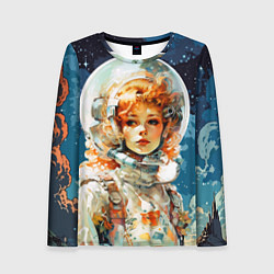 Лонгслив женский Рыжая девушка космонавт, цвет: 3D-принт