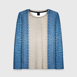 Женский лонгслив Кожа синяя белая