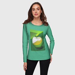Лонгслив женский Зеленое яблоко на мятном фоне, цвет: 3D-принт — фото 2