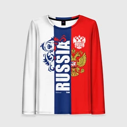 Лонгслив женский Russia national team: white blue red, цвет: 3D-принт