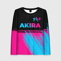Лонгслив женский Akira - neon gradient: символ сверху, цвет: 3D-принт