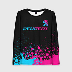 Женский лонгслив Peugeot - neon gradient: символ сверху