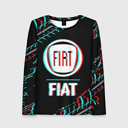 Лонгслив женский Значок Fiat в стиле glitch на темном фоне, цвет: 3D-принт