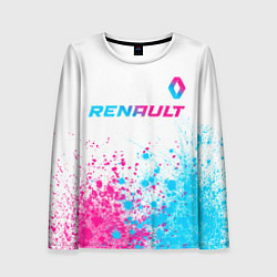 Лонгслив женский Renault neon gradient style: символ сверху, цвет: 3D-принт