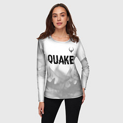 Лонгслив женский Quake glitch на светлом фоне: символ сверху, цвет: 3D-принт — фото 2