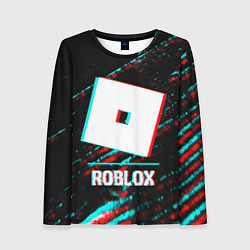Лонгслив женский Roblox в стиле glitch и баги графики на темном фон, цвет: 3D-принт