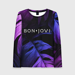 Лонгслив женский Bon Jovi neon monstera, цвет: 3D-принт