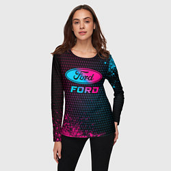 Лонгслив женский Ford - neon gradient, цвет: 3D-принт — фото 2
