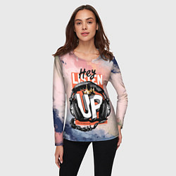 Лонгслив женский Музыкальные наушники, цвет: 3D-принт — фото 2