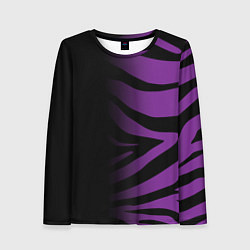 Лонгслив женский Фиолетовый с черными полосками зебры, цвет: 3D-принт