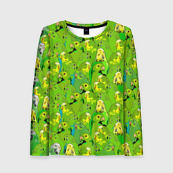 Лонгслив женский Зеленые волнистые попугайчики, цвет: 3D-принт