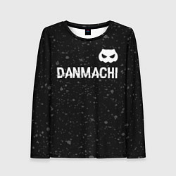 Лонгслив женский DanMachi glitch на темном фоне: символ сверху, цвет: 3D-принт