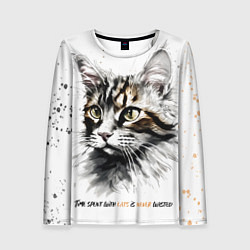 Лонгслив женский Время с кошкой никогда не потрачено зря, цвет: 3D-принт
