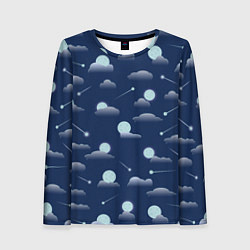 Лонгслив женский Луна в облоках, цвет: 3D-принт