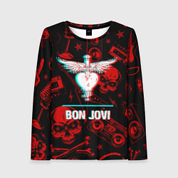 Лонгслив женский Bon Jovi rock glitch, цвет: 3D-принт