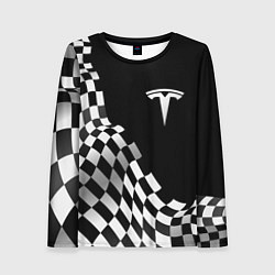 Лонгслив женский Tesla racing flag, цвет: 3D-принт