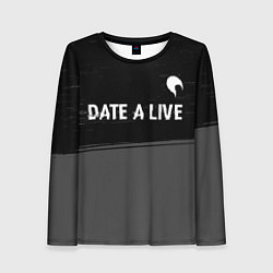 Лонгслив женский Date A Live glitch на темном фоне: символ сверху, цвет: 3D-принт